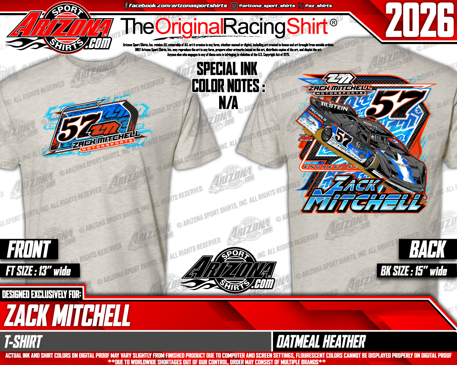 Zack Mitchell 2026 Primary Car- Oat Heather